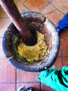 Mofongo....national dish made of cooked plantains..taken at our cooking class.
