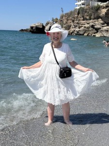 Gerry feeling blissful on our last day in Nerja, Costa del Sol, May 2025